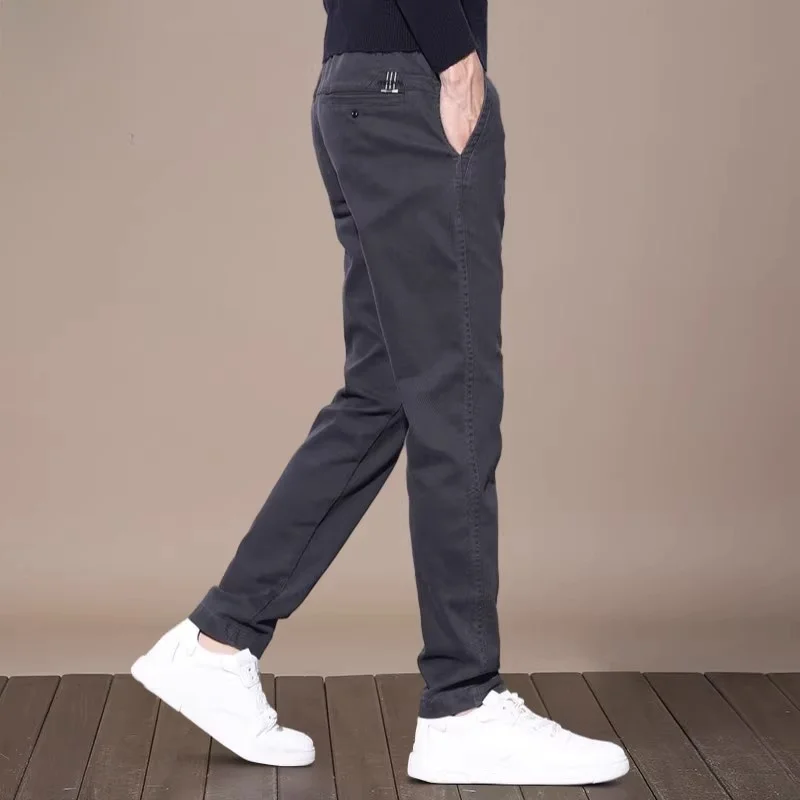 

Men's Slim Fit Casual Pants Spring 2026 New Simple Faion Pure Color Versatile Long Trousers Youth Active Sle
