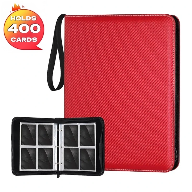 4-Fach-Kartenbinder (400 Karten) – Carbonfaser-PU, Schwarz/Blau ​ ​ Professionelle Aufbewahrung für TCG- und Gaming-Karten. Sammlerstücke – Detail 8
