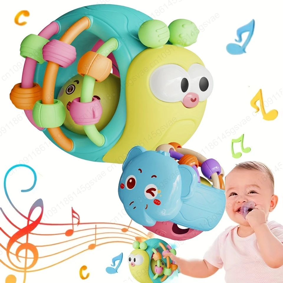 Cute And Interesting Hand-Held Baby Rattle, Puzzle Early Education Snail Rattle Plastic Ball, ABS Material, Color Festival Gifts