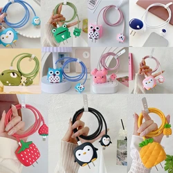 Cute Cartoon Charging Data Cable Protector Cover For iPhone 18/20w Fast Charger Protective Case Winder Accessories