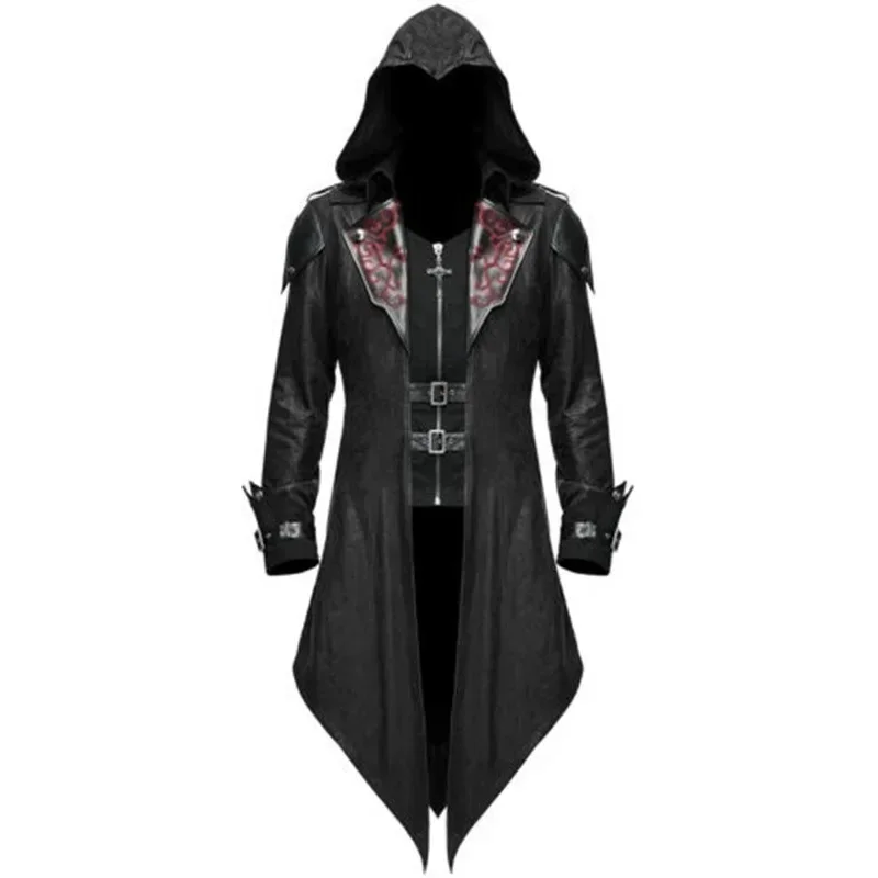 2 Colors Assassin Cosplay Medieval Men's Street Costume Hooded Jacket Edward Assassin's Creed Halloween Costume