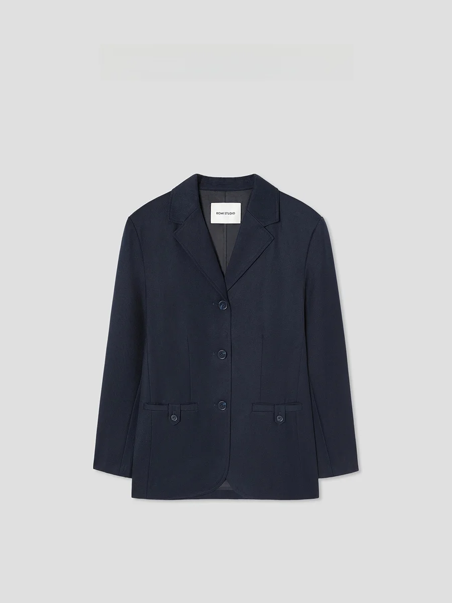 

Romance Studio Tailored Blue Spring Jaet Lightweight Luxury Denim Straight Cut Small Size Women's Faion Casual Long Sve