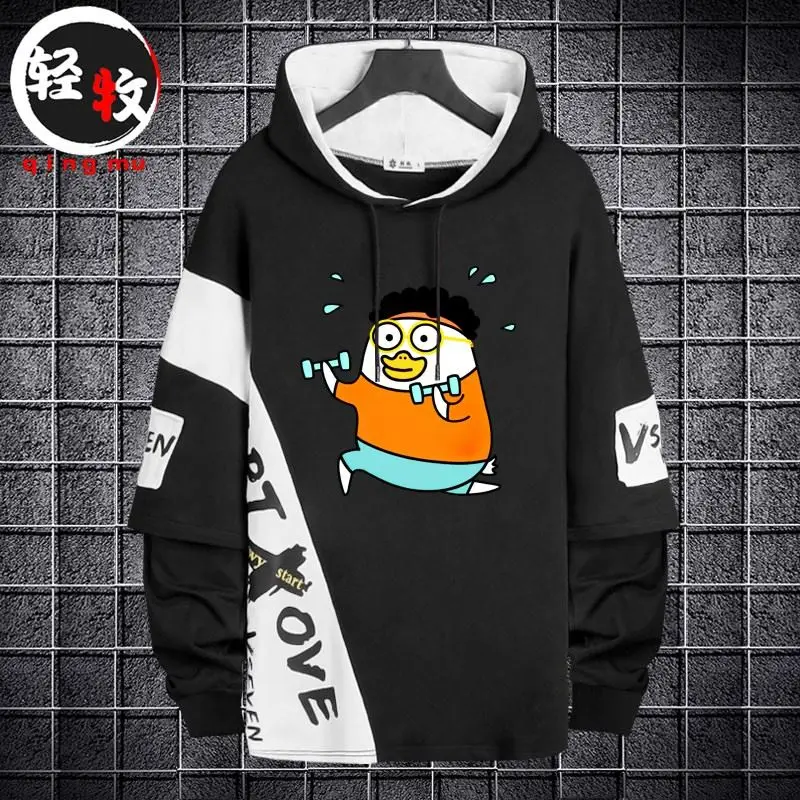 

Свободная повседневная толстовка с длинными рукавами и капюшоном, модная, с принтом эмодзи, в студенческом стиле, удобная, для весны, осени и зимы