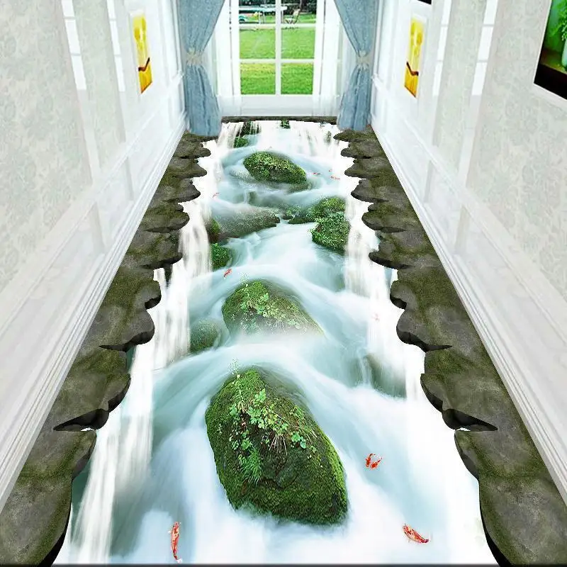 Modern 3D Landscape Style Non-slip Long Corridor Carpet Easy Clean Lint-free Long Runner Rug Decoration Doorway Stairs Floor Mat