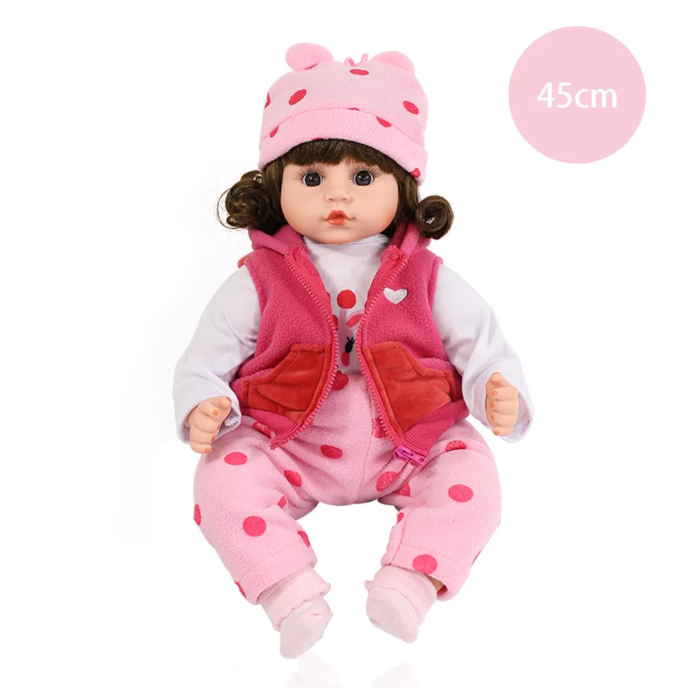 18 inch Reborn Doll Soothing Sleeping Soft Rubber Doll Cute Dress up Foreign Trade Cross border Hot Selling Girl Toy Wholesale