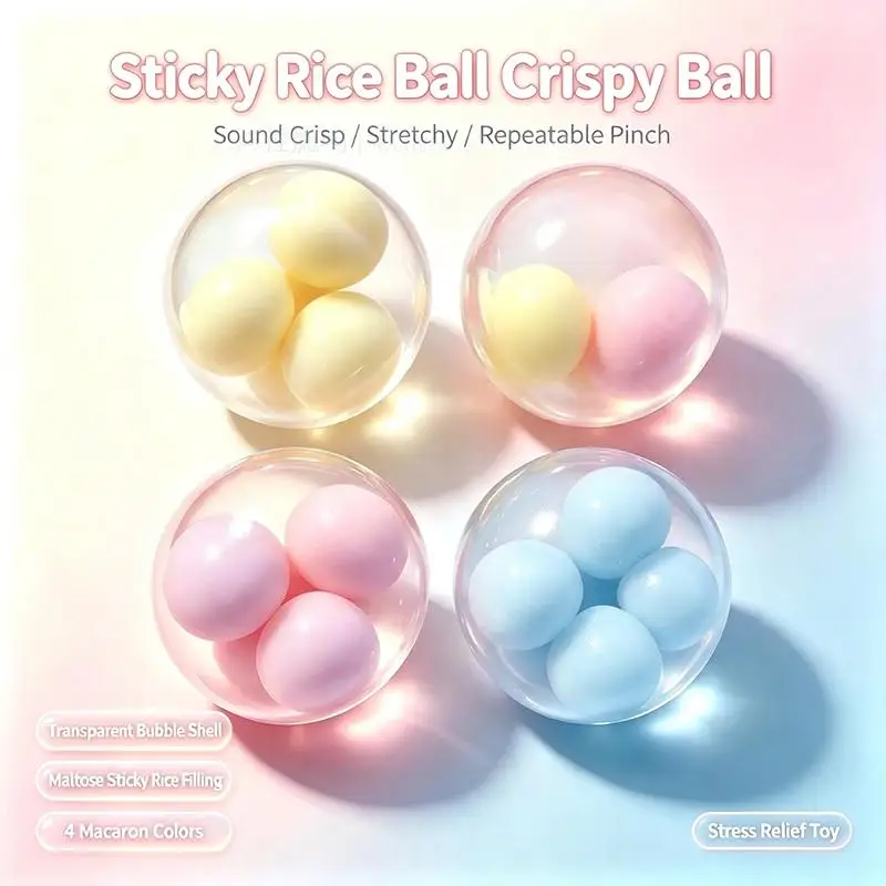 Mochi Stress Relief Balls Soft Crunchy Sound Stretchable Sensory Toys for ADHD Kids Adults Home