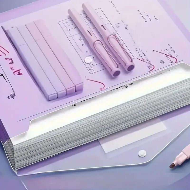 10PCS Transparent PP Plastic Envelope Reusable Waterproof Folder with A4 Size Button for School Office Supplies