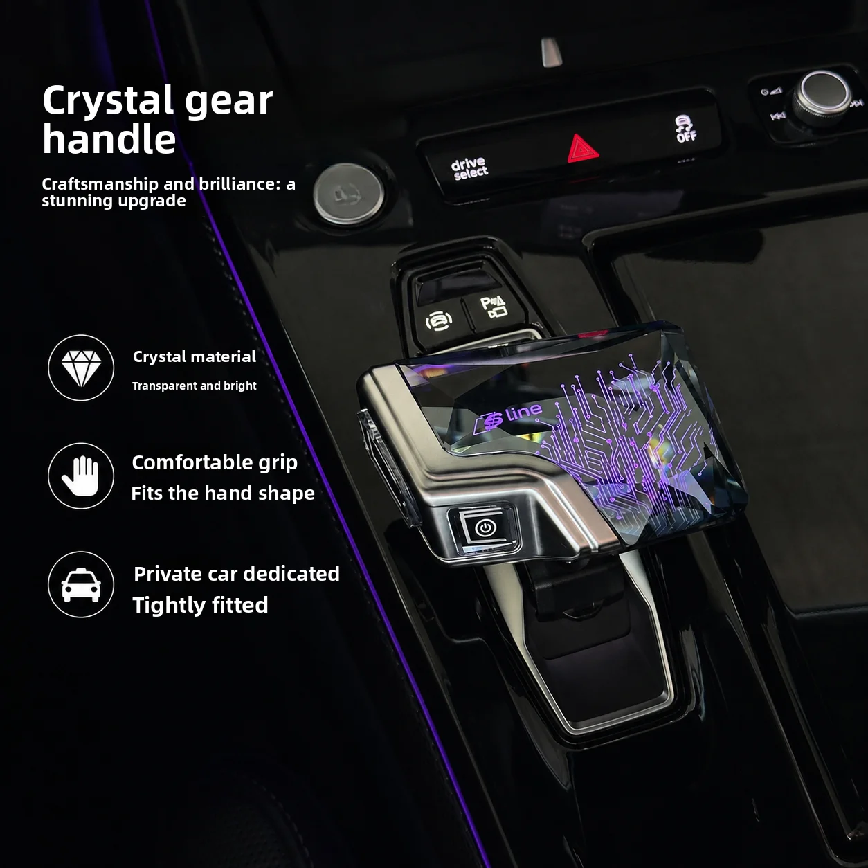 For The New Audi A5L/A6L/Q5L/Q4/Q6/A3 Lanhua Finger Upgraded Yacht Style Luminous Crystal Gear Lever