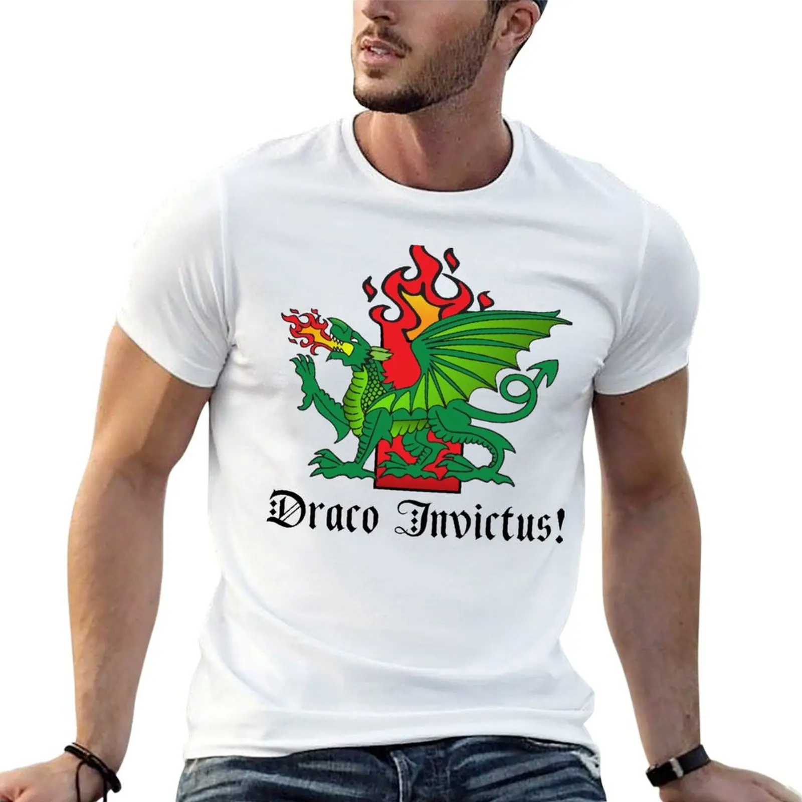 

- breathing dragon man fire Green strong t Draco T-Shirt shirt Midrealm Invictus! luxury