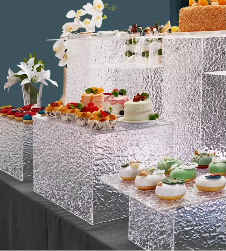 14 PCS Dessert Candy Decoration Buffet Riser Stand Acrylic Trays Wedding Banquet Cake Cookies Sushi Bread Fruits Tea Break Stand