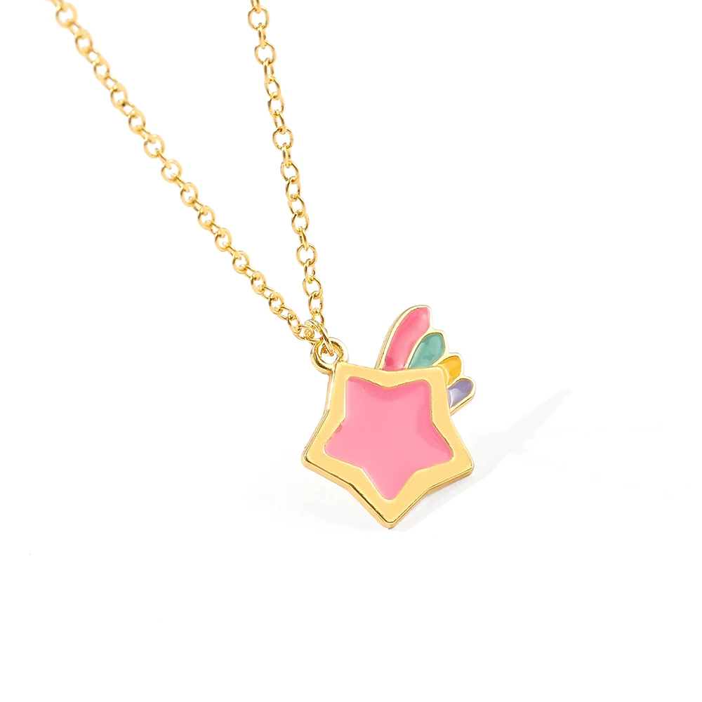 Fashion Rainbow Star Necklaces Colorful Enamel Gold Plated Cute Meteor Pendant Jewelry For Women And Girls Accessories Gifts