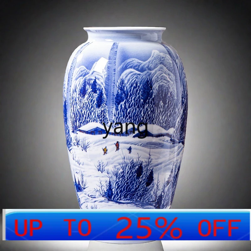 

CX ceramic vase hand-painted blue and white porcelain large ornament living room floor new Chinese home decoration