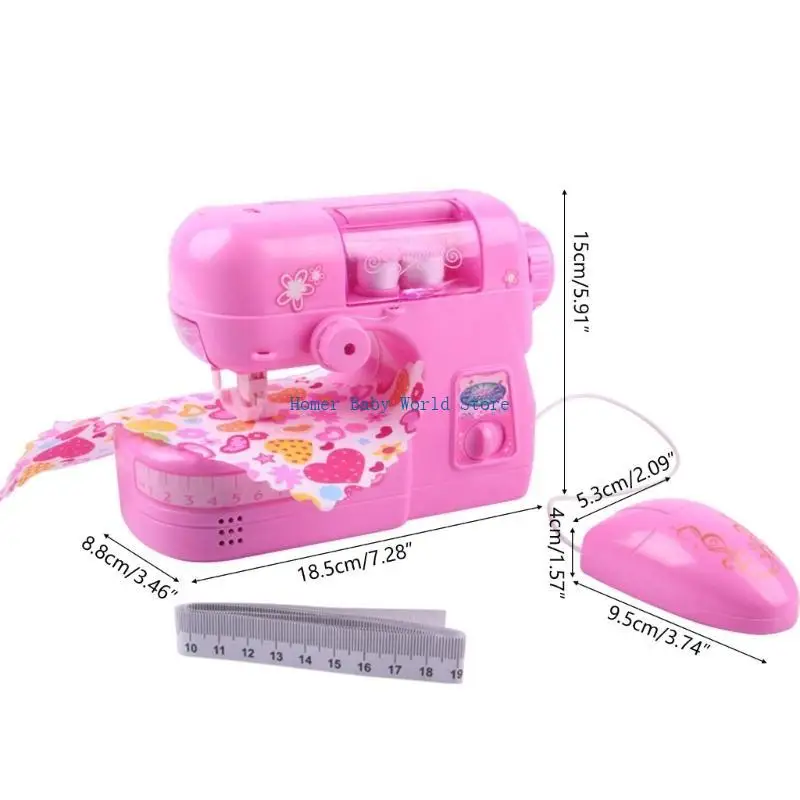 لعبة آلة الخياطة B2QD المضيئة للفنون والحرف اليدوية للأطفال لممارسة الخياطة للفتيات #6