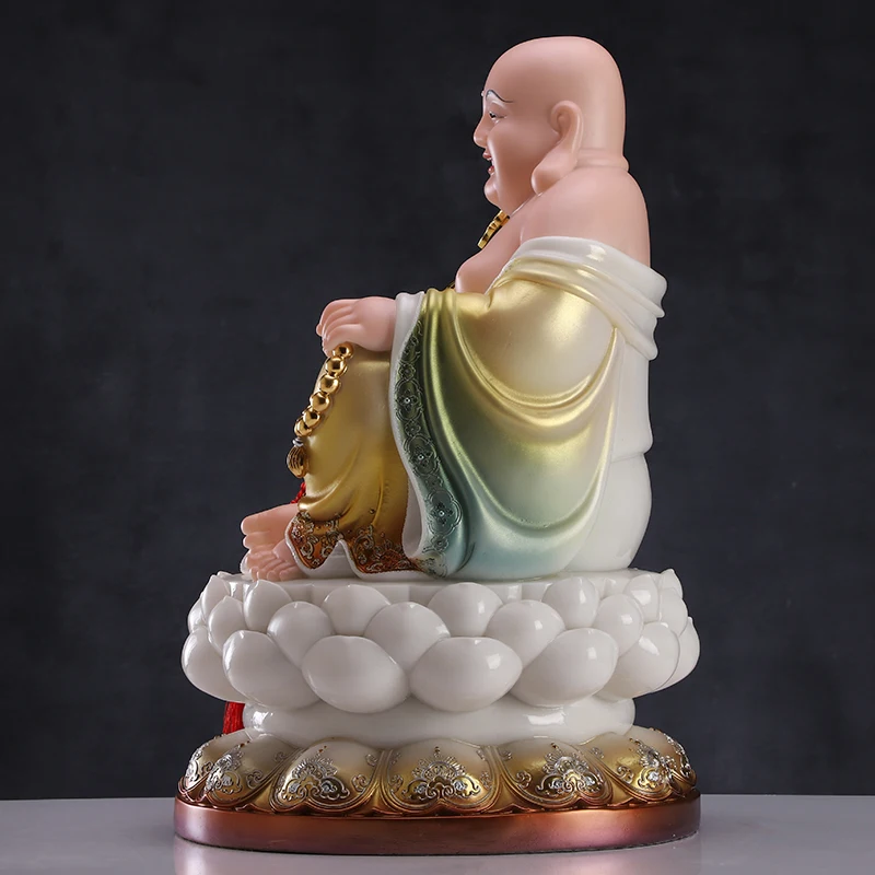 30 سنتيمتر آسيا عالية الجودة متجر المنزل تعويذة التميمة الحصول على المال الغني إله الثروة CAI شين مايتريا بوذا اليشم التذهيب النحت