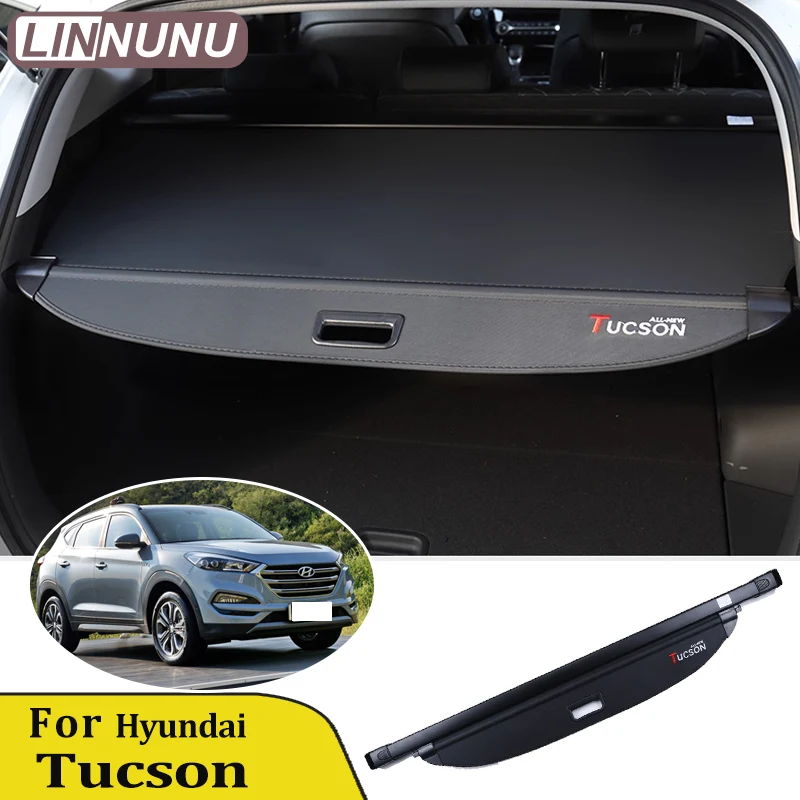 

LINNUNU For Hyundai Tucson 2015-2020-2025 Car trunk curtain Retractable Shields Luggage Rack Partition accessories Protection