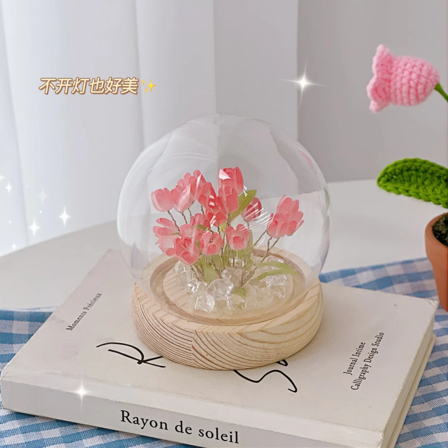 Handmade Tulip Night Light ความร้อนฟิล์ม DIY วัสดุข้างเตียงเครื่องประดับการตกแต่งบ้านประณีตสำหรับแม่ Gitlfriend