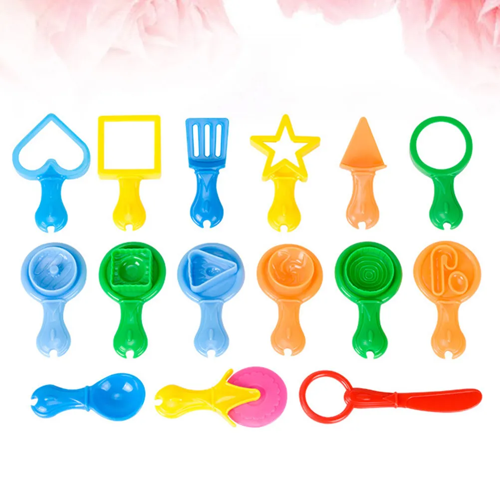 Conjunto de 15 peças para crianças, conjunto de ferramentas para massinha, kit de moldes de plasticina, modelagem criativa, corte e artesanato.
