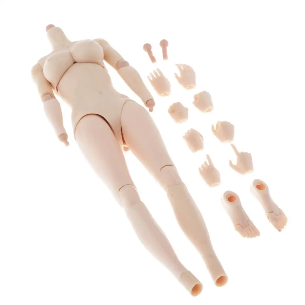 Set completo di accessori per action figure con corpo femminile da 12 pollici, giunti super flessibili, materiale TPE morbido, pelle chiara