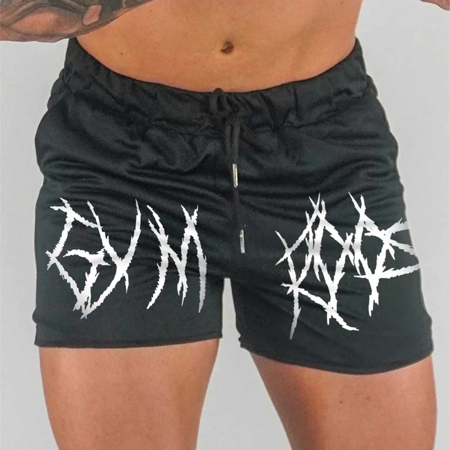 

Мужские спортивные шорты для лета, новые сетчатые быстросохнущие шорты с принтом, облегающие и сексуальные брюки для фитнеса и тренировок.