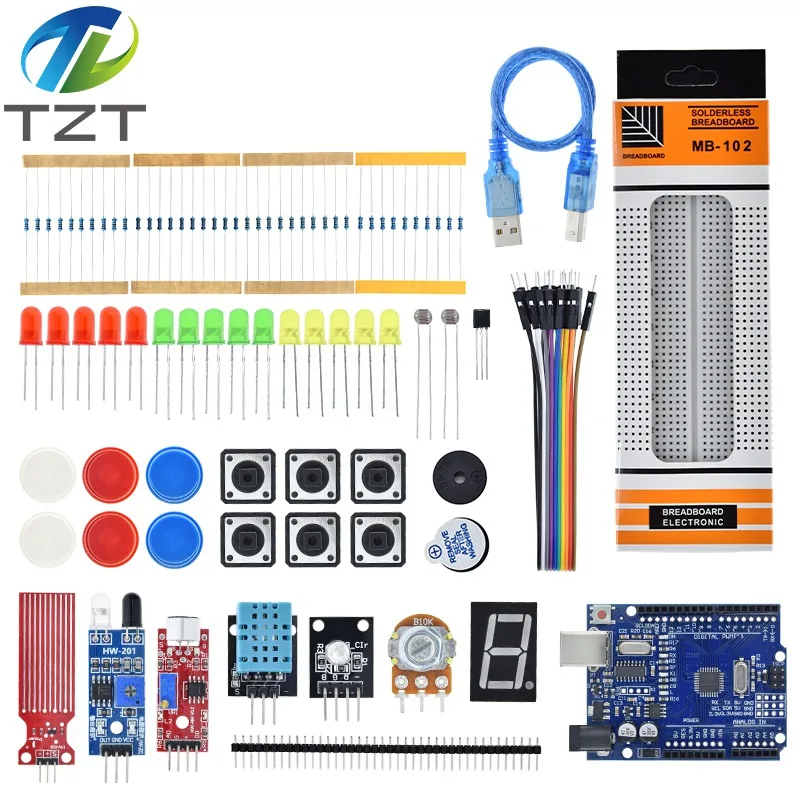 kit-inicial-para-placa-de-ensaio-arduino-unor3-kit-basico-de-aprendizagem-simples-deteccao-de-som-nivel-de-agua-umidade-distancia-controle-led