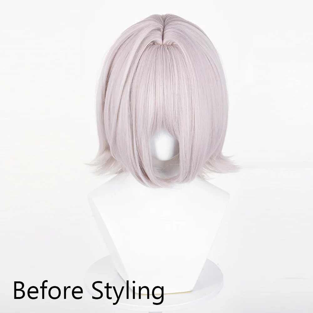 رمادي وردي قصير مستقيم الباروكات الاصطناعية مع الانفجارات أنيمي لعبة تأثيري رقيق شعر مستعار مقاوم للحرارة للحزب اليومي #3