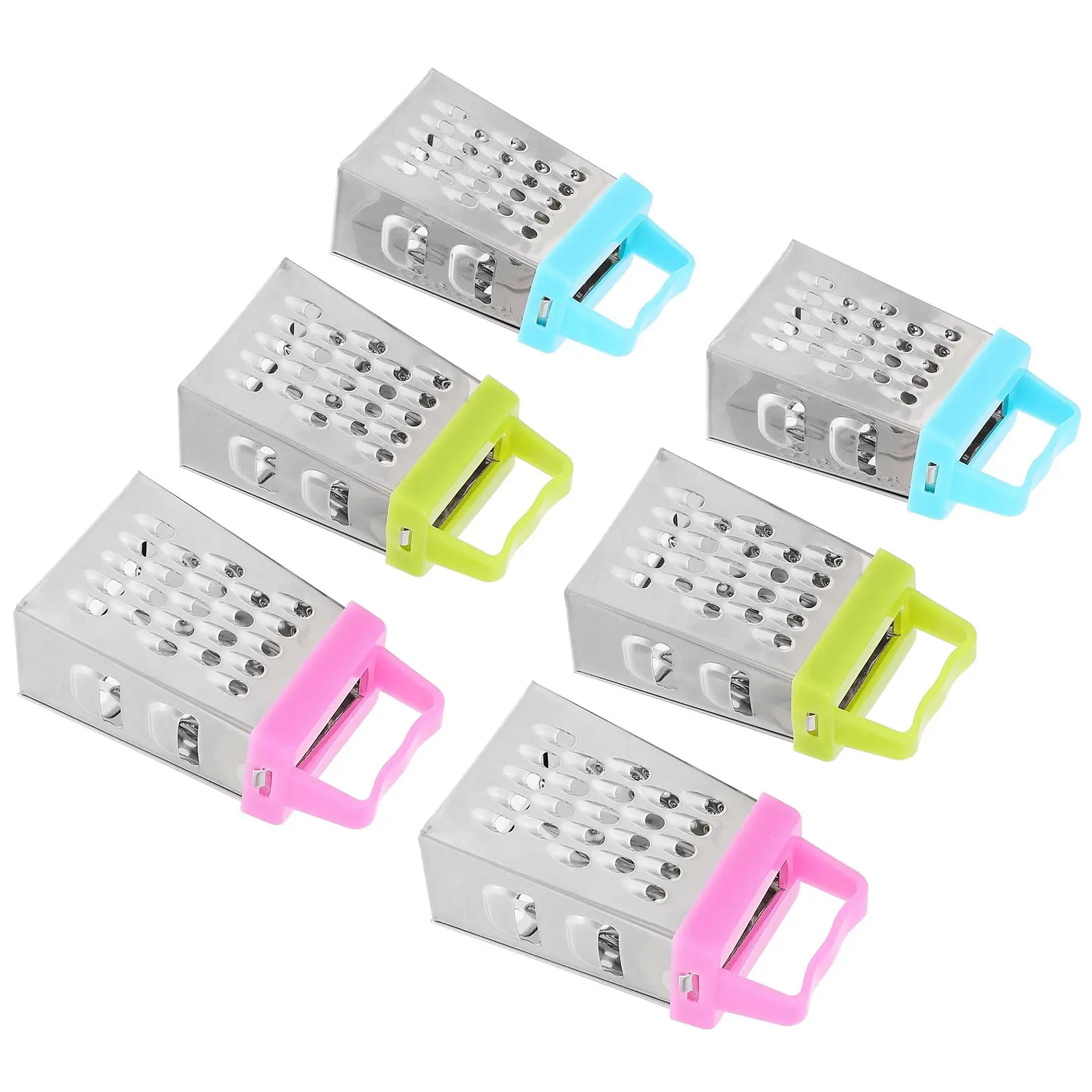 

6pcs Mini Cheese Grater Stainless Steel Kitchen Tool Blue Green Pink 2 Each Non Slip Anti Rust Multi Function Food