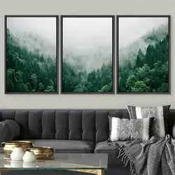 Forest Mist And Natural Scenery Mosaic Painting 3 Piece Set Diy Full Diamond Embroidery Triptych Kits Rhinestone Picture AA4949