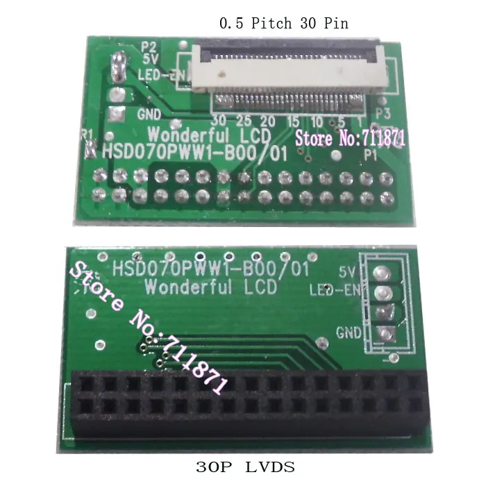 30P 1ch 6bit HSD070PWW1 FPC FFC to LVDS Adapter 200MM FFC cable HSD070PWW1 B00 B01 LVDS Connector 0.5 30P FFC FPC LVDS convert