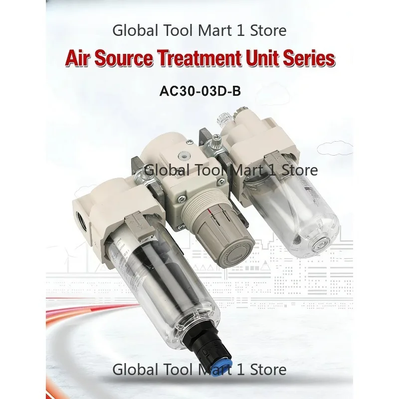 Air Combination Air Filter + Regulator + Lubricator  FRL Air Source Processor Automatically Water Drainage AC Three Unit