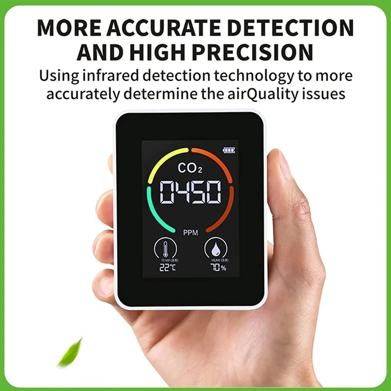 New Temperature & Humidity Meter, Air Quality Monitor, CO2 Detector, 3-In-1 Digital Air Pollution Carbon Dioxide Detector