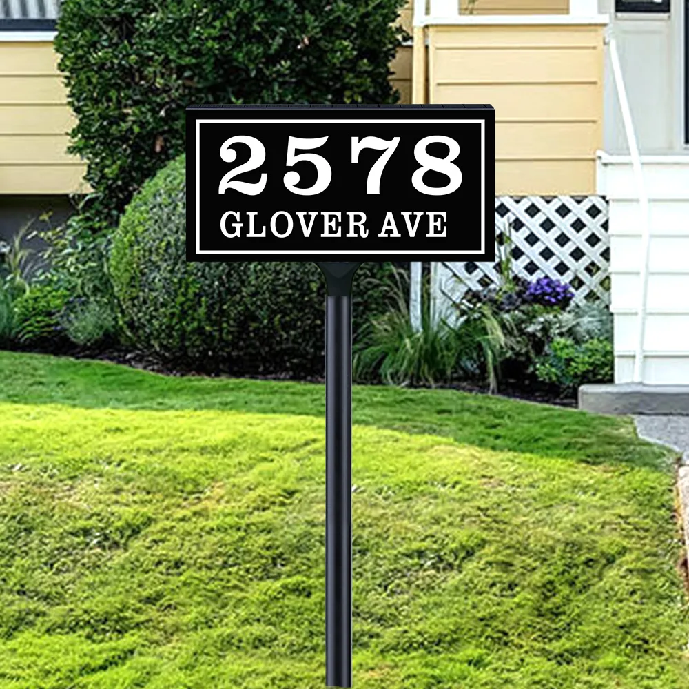 

Personalized Solar House Number Outdoor Automatic Illuminated Address Plaque Custom Solar LED Address Door Sign 3D Cutting