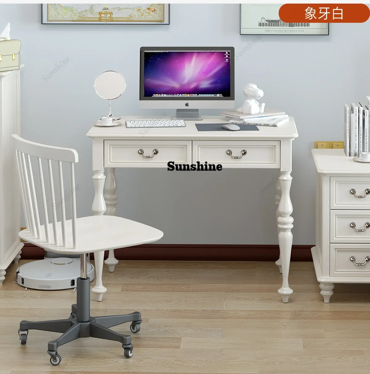 

Pure solid wood home writing study desk log simple living room desk FT