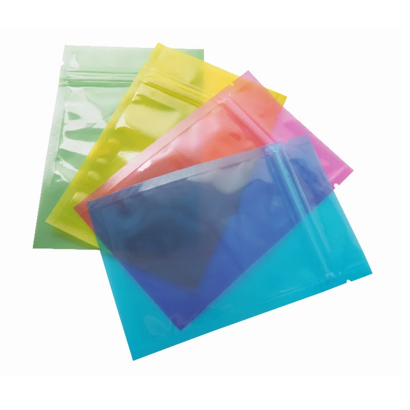 100pcs Colorful Transparent Poly Small Zip Lock Pouches Package Bags for Jewelry Flat Plastic Ziplock Gift Bag