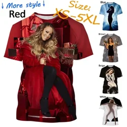 Classic singer Mariah Carey print T-shirt, neutral fashion, 3D-printed T-shirt, oversize