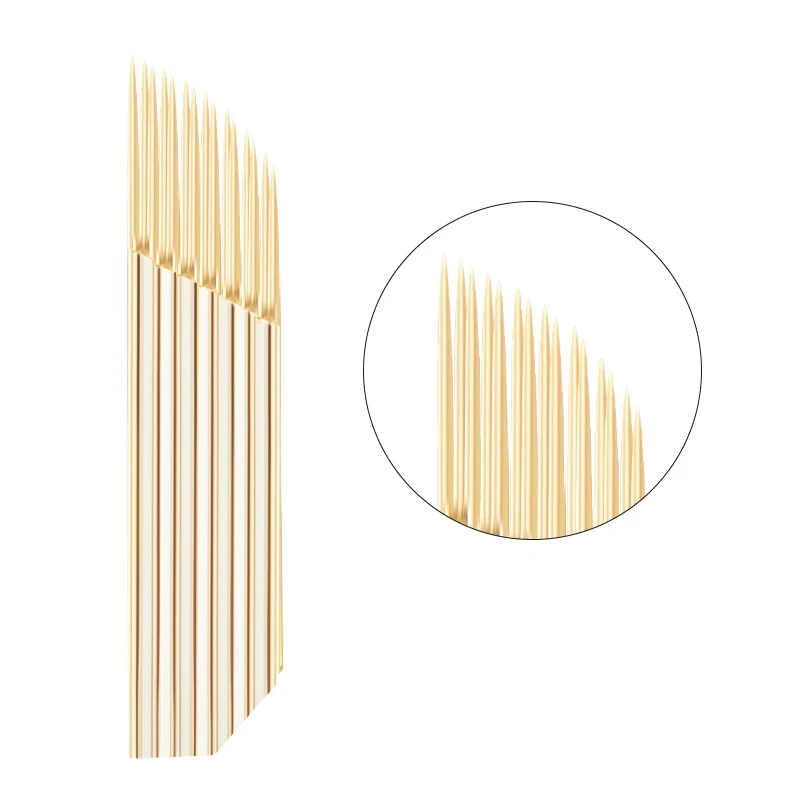 

50PCS High Quality Gold Double Row 15 Needle Embroidery Curved Embroidery Needle Thread Hand Made Mist Eyebrow Needle