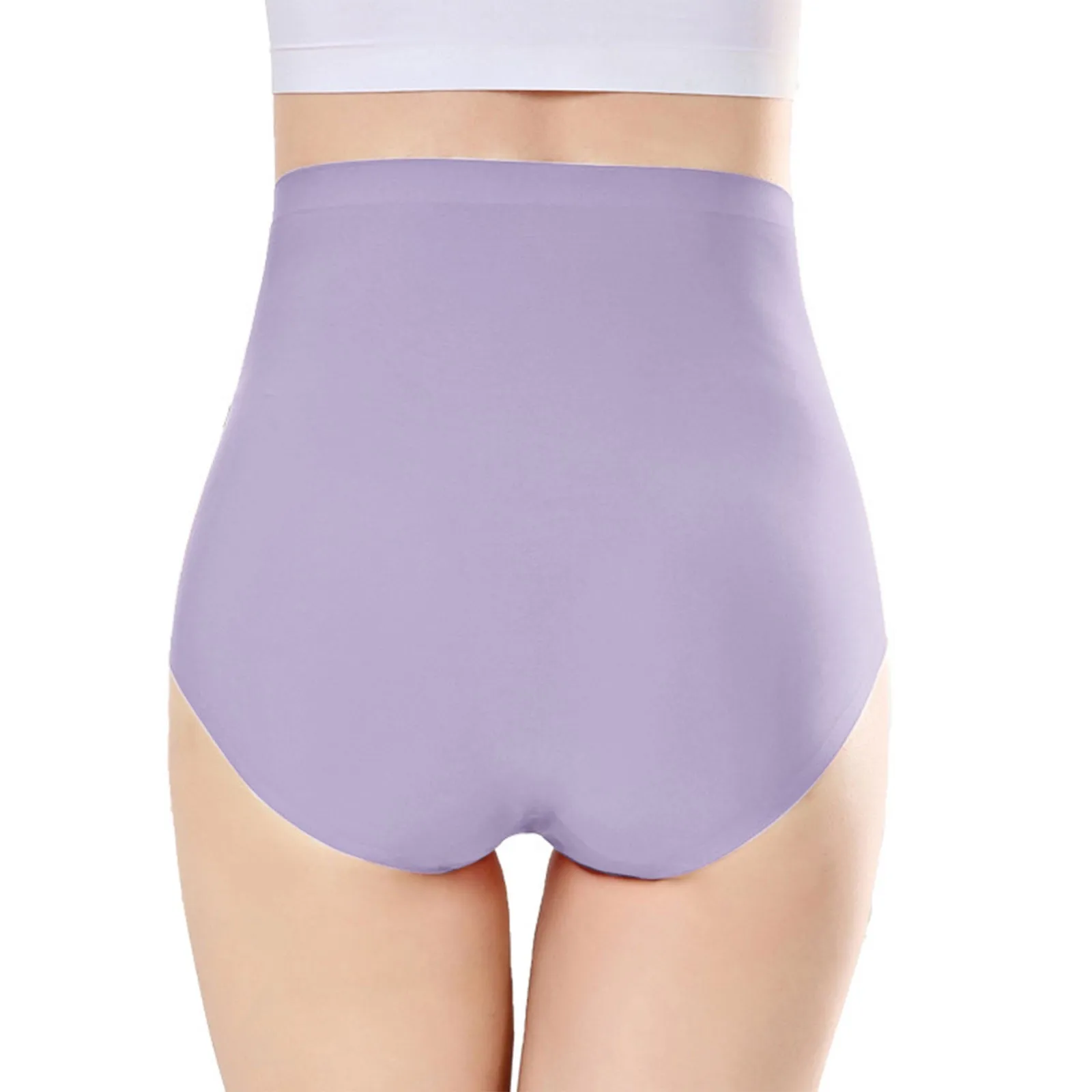 Women\'S Plus Size Women\'S Ultra High Waist Solid Color Briefs Ice Silk Traceless Briefs Will Not Womens Underwear Variety Pack