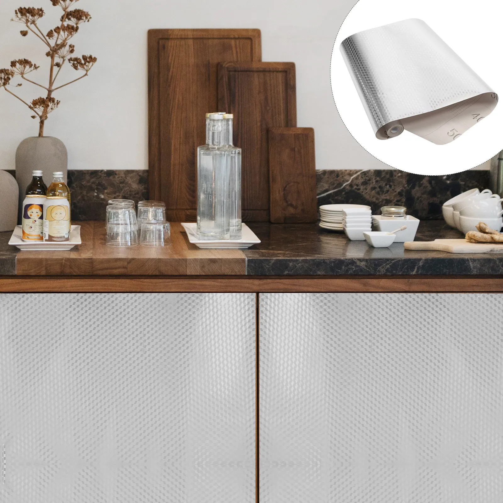 

1 Roll Kitchen Backsplash Sticker Aluminum Pet Oil Proof Waterproof Self Adhesive Wall Decal for Stove Area Easy Clean Removable
