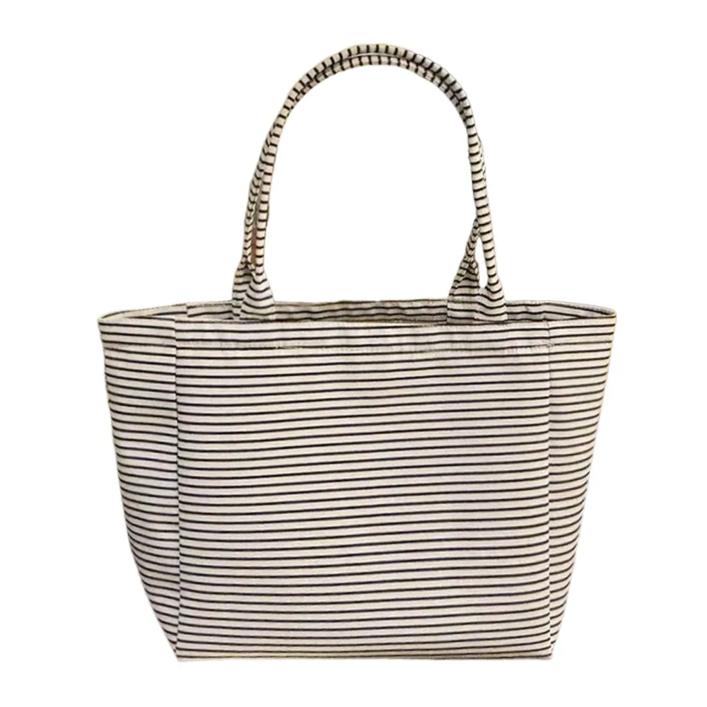 Polka Dot Print Canvas Tote Bag Check Print Stripes Print Polka Dot Bag Large Capacity Canvas Material Large Capacity Tote