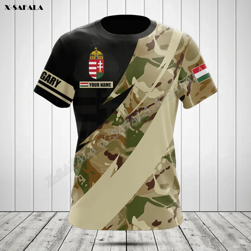 Customize Hungary  3D Print T-shirt Summer Men‘s Top Tee Quick Dry Camo Army Veteran Soilder Flag Antibiosis Short Sleeve