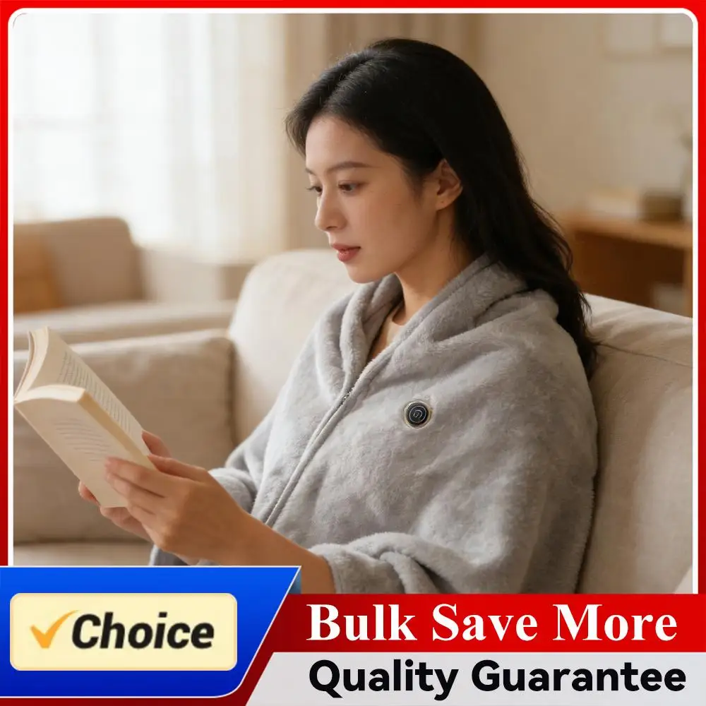 

USB-плед-пончо с подогревом и капюшоном, 3 уровня нагрева, электрическое одеяло-накидка для семьи и друзей, зимний подарок