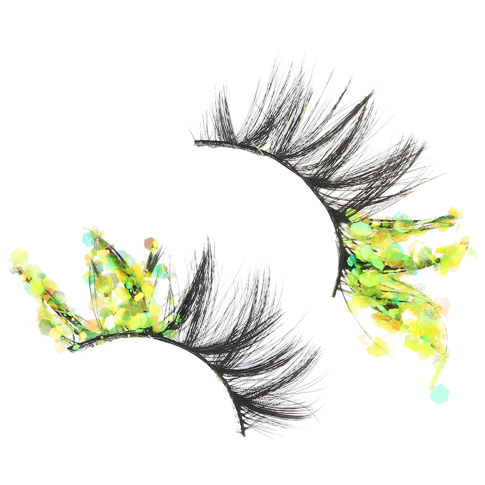 2 قطعة الرموش الصناعية مضيئة لامعة قطاع جلدة للنساء ملحقات ماكياج ملونة قابلة لإعادة الاستخدام خفيفة الوزن حليقة جلدة #6