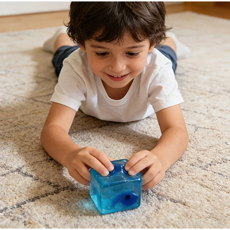 Squishy Ocean Cube – Lustiger blauer, langsam aufsteigender Squishy zum Quetschen für Stressabbau – Tragbare, entspannende Fidget-Quetschspielzeuge 2026
