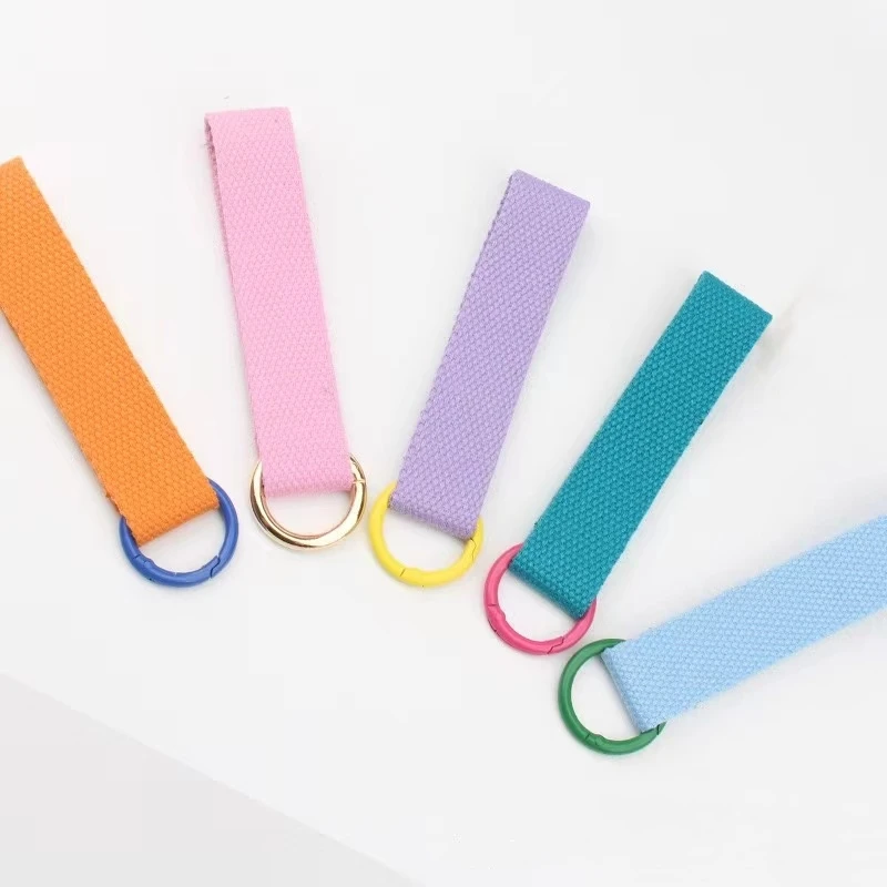 Blank Keychain Lanyard For Car Keys Solid Color Canvas Strap Keyring Baggage Tag Hanging Pendant Key Ring Key Chain Wholesale