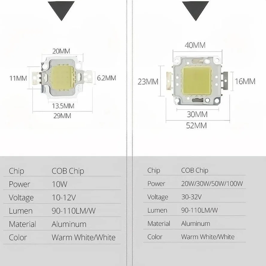 LED Chip Beads 10W 20W 30W 50W 100W Backlight Diode Lamps Cold White Warm White LED Matrix For DIY Flood Light Bulbs Spotlights