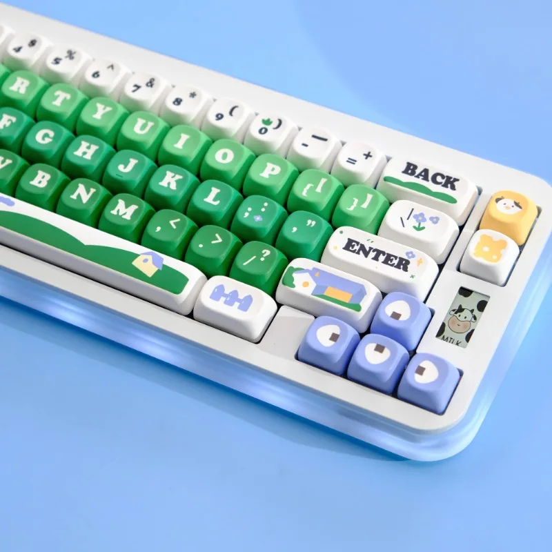 الأبيض الألبان البقرة المزرعات موضوع Keycap الحرارية التسامي MOA الملف الشخصي أغطية المفاتيح لملحقات لوحة المفاتيح الميكانيكية قبعات المفاتيح المخصصة