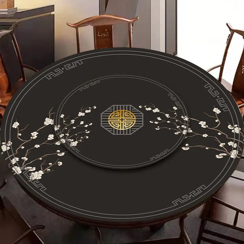 

A397 style round table mat odorless leather tablecloth washable turntable tablecloth national style round tablecloth wate