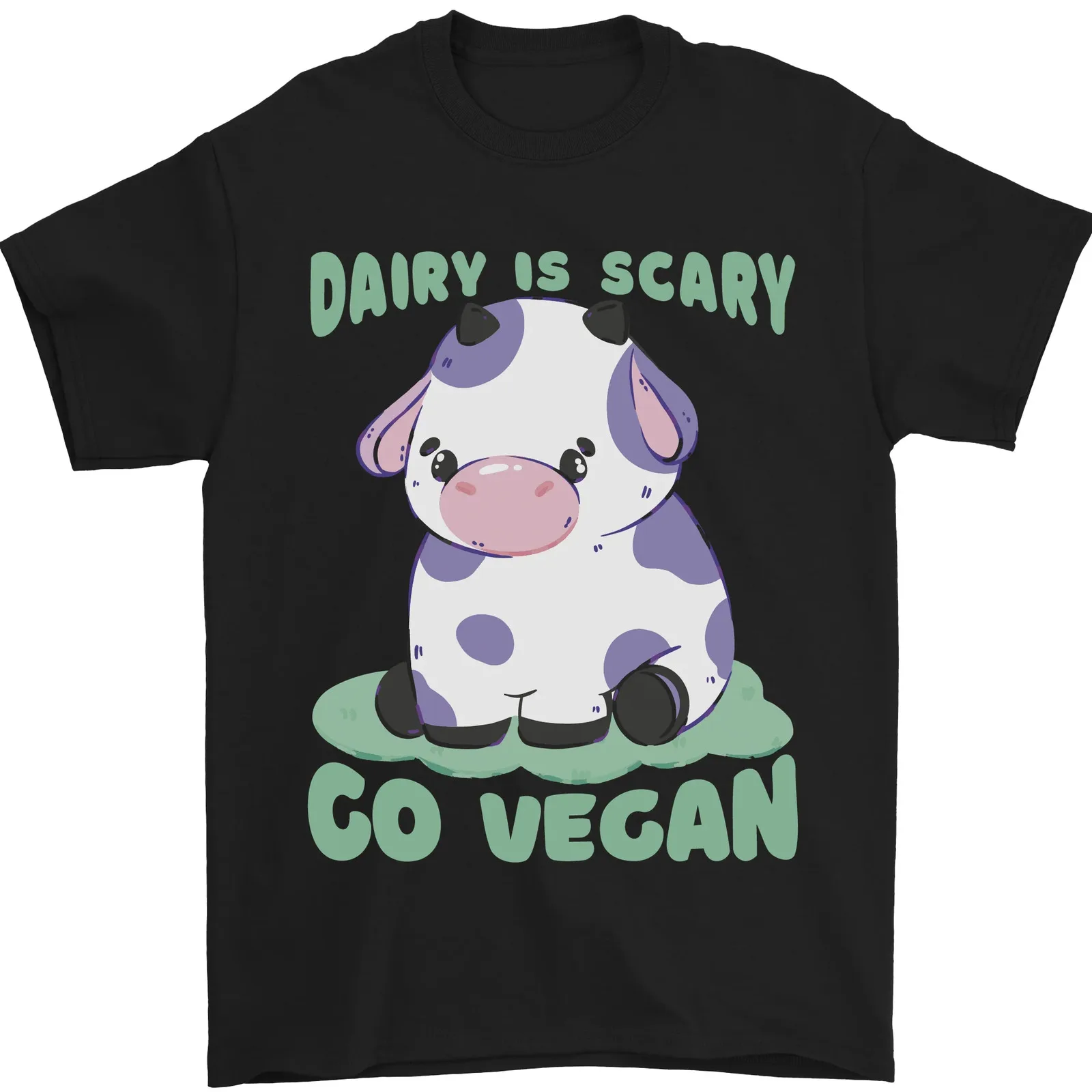 Dairy Is Scary Go Vegan Funny Mens T-Shirt 100% Cotton