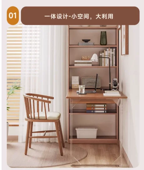 CX White Ash Wood Desk and Bookshelf Integrated Corner Computer Desk for Home Study and Office Use