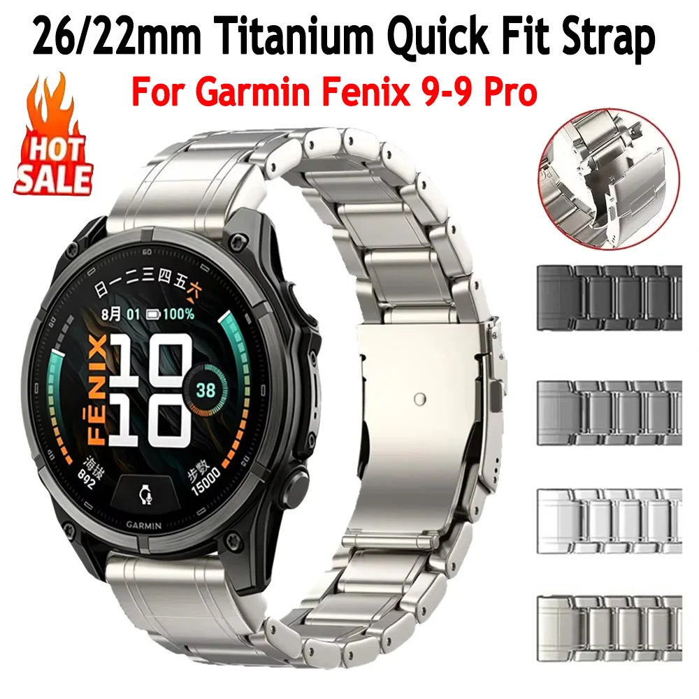 26/22mm Titanium Quick Fit Strap For Garmin Fenix 9-9 Pro/8 51/47mm Alloy Comfortable Bracelet Garmin Tactix 8/Fenix E 7 X Band