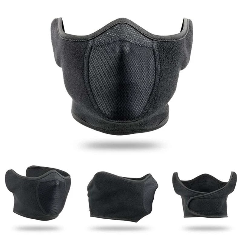 Winterwarme halbe Gesichtsmaske, Unisex, Polarfleece, winddicht, kältebeständig, Gehörschutz, atmungsaktiv, für Outdoor-Laufen, Radfahren, Sport